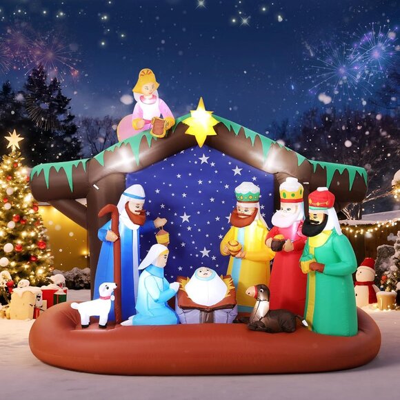 🆕7FT Christmas Inflatable Nativity Scene LED Light Yard Outdoor Decorations - Picture 2 of 14